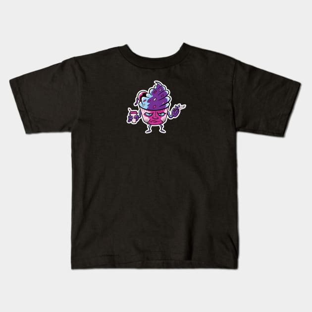 Tired Cupcake Kids T-Shirt by 5thSecondArt